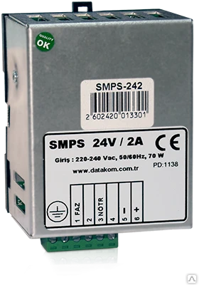 Фото SMPS-242 Din Rail зарядное устройство (24В 2А монтаж на DIN-рейку)