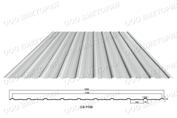 Фото Профильный лист оцинкованный фасадный С 8 (1200 мм) 0,5 мм