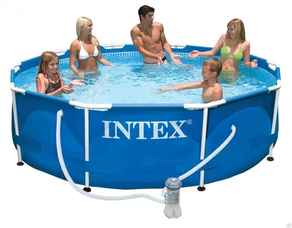 Фото Каркасный бассейн Intex Metal Frame Pool 305х76 см с 
фильтр-насосом 28202