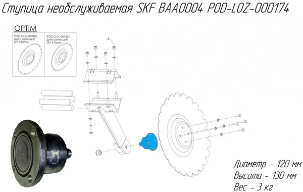 Фото Ступица необслуживаемая SKF BAA0004 POD-LOZ-000174 на дискатор MF U 710