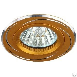 Фото Светильник ЭРА KL34 AL/GD алюминиевый MR16, 12V/220V, 50W золото/хром