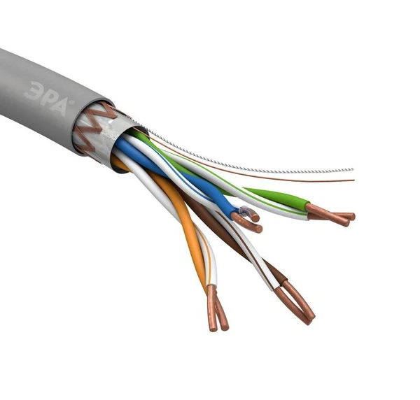 Фото Кабель витая пара SF/UTP 4х2х24 AWG Cat5e CU PVC (уп.305м) ЭРА Б0044691