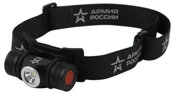 Фото Фонарь светодиодный налобный "АРМИЯ РОССИИ" GA-502 аккум. 5В 4 реж. на магните micro-USB черн. Эра Б0052317