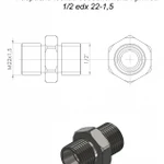 фото Фитинг прямой 1/2 EDx22-1,5 24K1/2 22 для фронтального погрузчика Metal-Fach Вепрь Т219