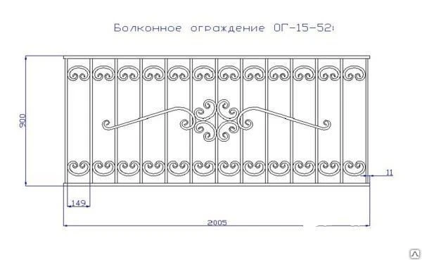 Фото Балконное ограждение кованое ОГ-15-52