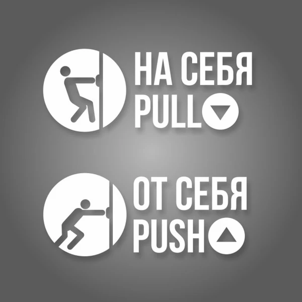 Фото Комплект наклеек «На себя / Pull», «От себя / Push»