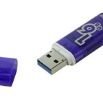 фото Флэш-диск 16GB Smart Buy Glossy Серый / Голубой Глянец USB 3.0