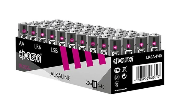 Фото Элемент питания щелочной LR6 Alkaline Pack-40 (уп.40шт) ФАZА 5023017