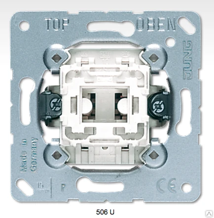 Фото 506U JUNG выключатель 10AX 250V одноклавишный универсальный(проходной)