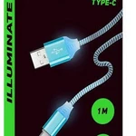 фото Кабель Smartbuy USB 2.0 - USB TYPE C, с индикацией, 1 м, синий, с мет. након. (iK-3112ssbox blue)/50