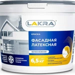 фото Краска фасадная латексная белоснежная матовая ЛАКРА 6.5 кг