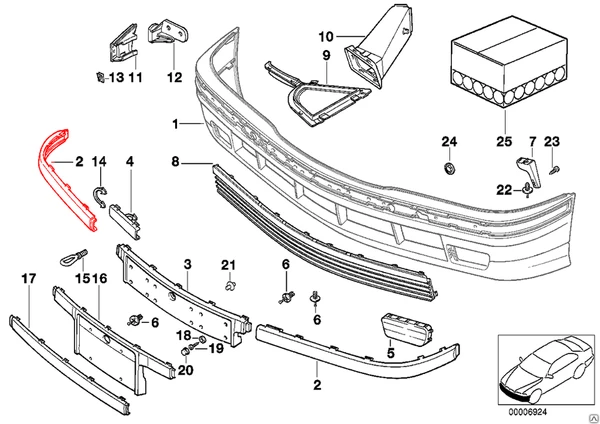 Фото Молдинг бампера правый BMW E36