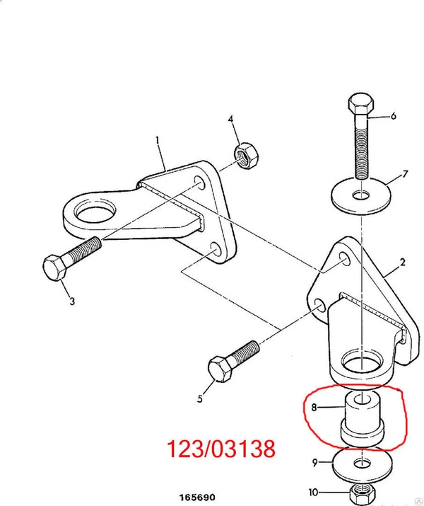 Фото 123/03138 Mouting, подушка под двигатель для JCB 3CX, 4CX.Запчасти JCB