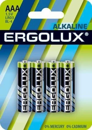 Фото Элемент питания алкалиновый LR03 BL-4 LR03 BL-4 1.5В Alkaline (блист.4шт) Ergolux 11744