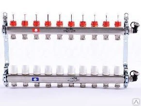 Фото Коллекторная группа Uni-Fitt 10 вых. с расходомерами и термостат. вентилями