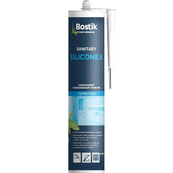 Фото Герметик силиконовый санитарный прозрачный Bostik Sanitary Silicone A (280 мл)