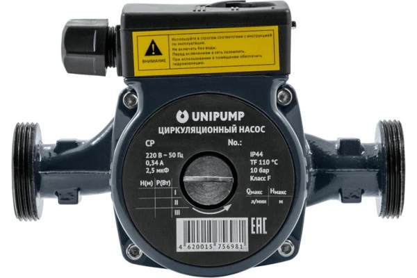 Фото Циркуляционный насос UNIPUMP CP 32-60 180 мм с гайками, напор 6 м, диаметр 32мм, расход 53 л\мин, 3 скорости, 81257