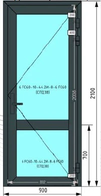 Фото Дверь EIW30 из КПТ 78EI с СПД 38 (900 х 2100)