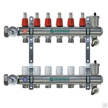 Фото Коллекторная группа 1" - 5вых.(с расходомерами) евроконус 3/4" Comisa Comis