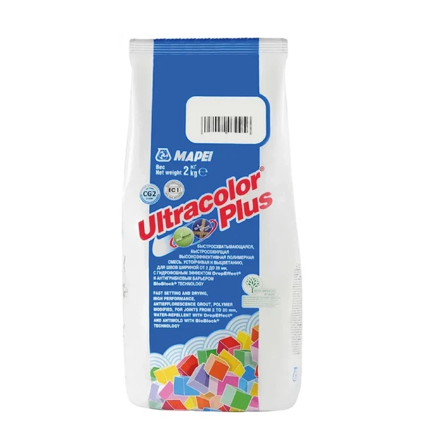 Фото Затирка Mapei Ultracolor Plus 2 кг (127) Арктический серый (8 шт в коробке)