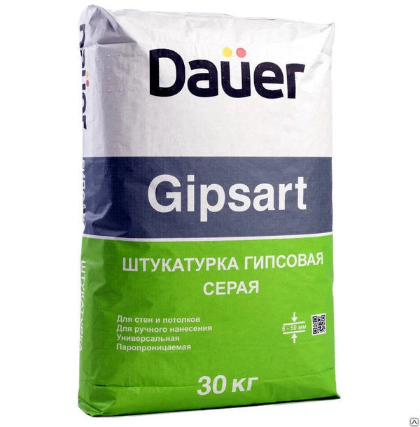 Фото Штукатурка гипсовая Dauer "Gipsart" (серая) 30 кг