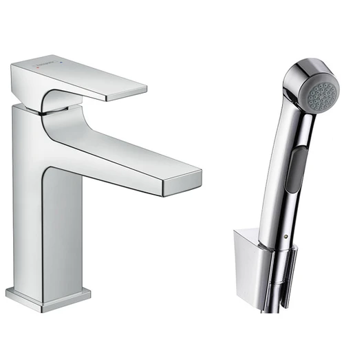 Фото Смеситель для раковины Hansgrohe Metropol 110 32522000 с гигиеническим душем