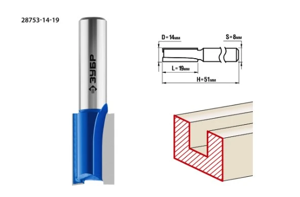 Фото Пазовая фреза прямая по дереву Зубр 28753-14-19