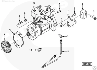 Фото Компрессор воздушный на двигатель Cummins C8,3L 3970805