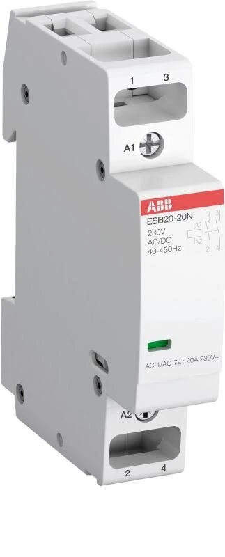 Фото Контактор ESB20-11N-06 модульный (20А АС-1 1НО+1НЗ) катушка 230В AC/DC ABB 1SBE121111R0611