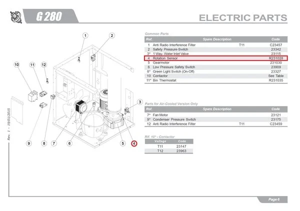 Фото Датчик вращения R231028 для льдогенератора серии G