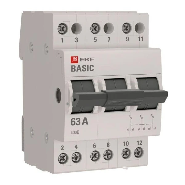 Фото Переключатель трехпозиционный 3п 63А Basic EKF tps-3-63