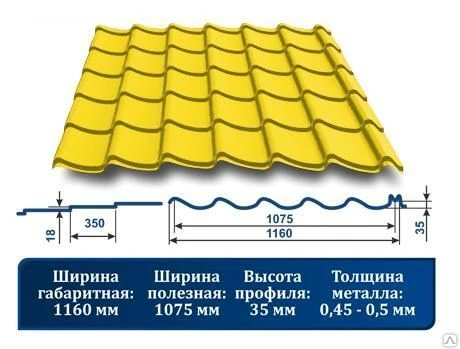 Фото Металлочерепица "Джокер" 1018 желтый