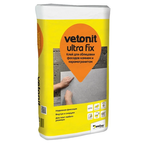 Фото Клей плиточный Vetonit Ultra Fix эластичный высокодеформативный, 25 кг