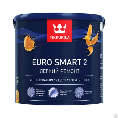 Фото Водоэмульсионная краска Tikkurila Euro Smart 2 Интерьерная 9л