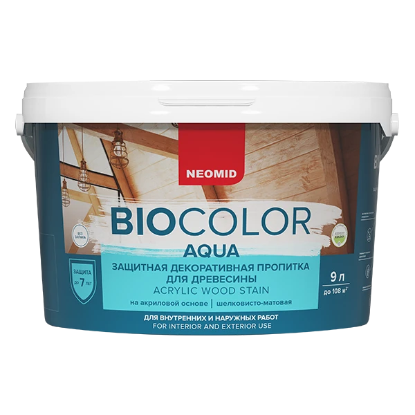 Фото ЗАЩИТНАЯ ДЕКОРАТИВНАЯ ПРОПИТКА ДЛЯ ДРЕВЕСИНЫ BIO COLOR AQUA NEOMID (НЕОМИД) 900 мл