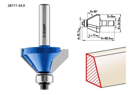 Фото Калевочная фреза Зубр 28711-34.9