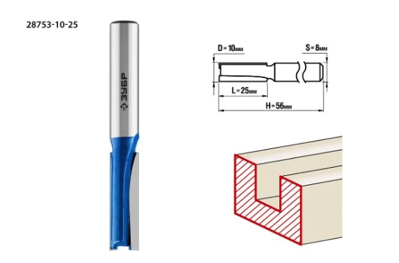 Фото Фреза по дереву пазовая прямая Зубр 28753-10-25