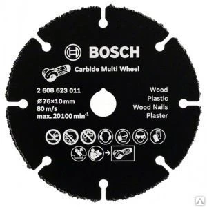 Фото Твердосплавный диск для gws 10,8-76 v-ec (76х10 мм) bosch 2608623011