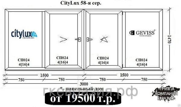 Фото Оконные профиля CityLux 58мм с Турецкой фурнитурой GEVISS