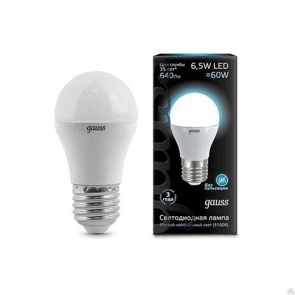 Фото Лампа светодиодная Gauss LED Globe 6.5W E27 4100K