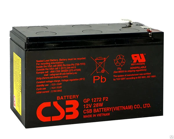 Фото Аккумуляторная батарея CSB GP1272 F2 (28W) (12В 7,2Ач)