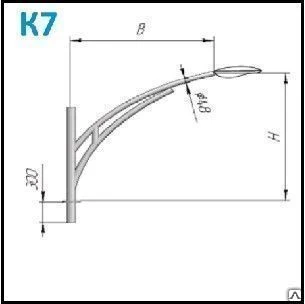 Фото Однорожковые односторонние кронштейны к опорам освещения К7-0,7-2,0-1-1