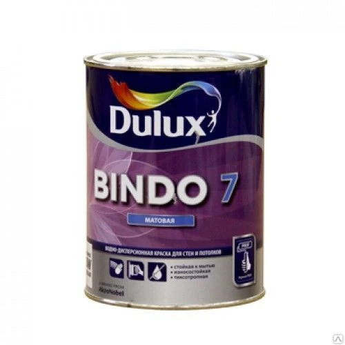 Фото Краска в/д Dulux Bindo 7 для ст/пот. матовая BW 1л