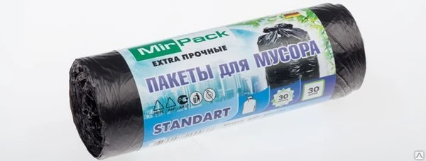 Фото Мусорные пакеты рулон 30л, MIRPACK - "STANDART", 30шт