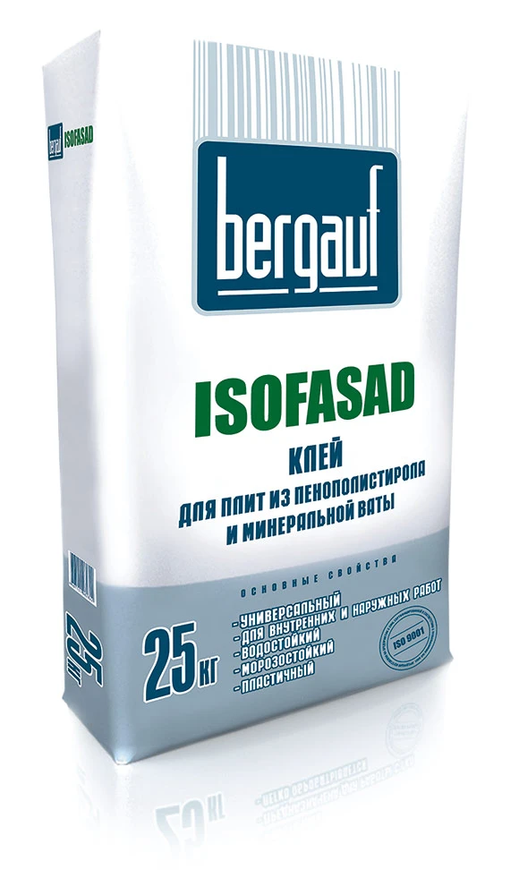 Фото Клей для пенополистирола и минваты Isofasad Bergauf, 25 кг