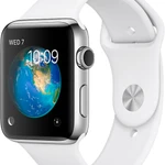 фото Умные часы Apple Watch Series 2 42 мм Stainless Steel Case with White Sport Band (MNPJ2RU/A)