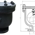 фото Воздушный вантуз фланцевый чугунный (клапан воздухоотводчик) Ду 50