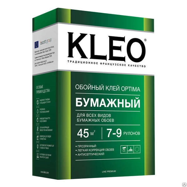 Фото КЛЕЙ для обоев KLEO OPTIMA 5-6 бумаж.(120гр/25-30м2) (20шт/кор)