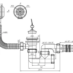 Фото №3 Сифон для ванны с выпуском и переливом с гибкой трубой 40х50 Е255 Ани