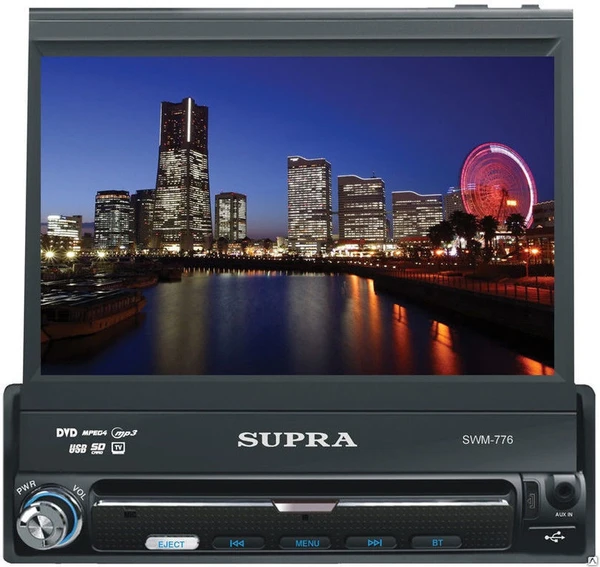 Фото Автомобильная магнитола SUPRA SWM-777NV Navitel 1Din DVD c выездным монитор